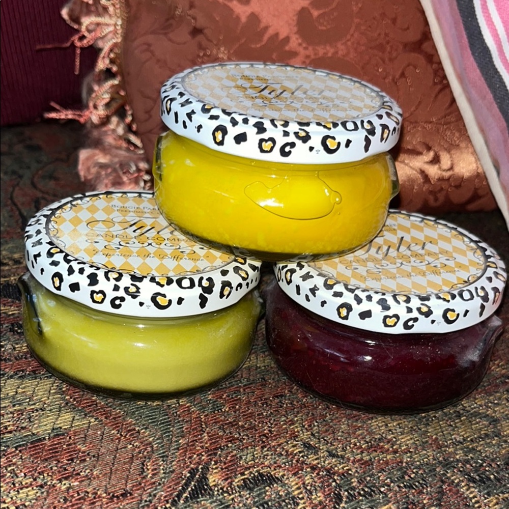 Tyler Candle Company Set of Three Decorative Animal Print Lids 3.4oz each Bougie